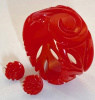 BB74 wide red cut out bakelite bangle/ers